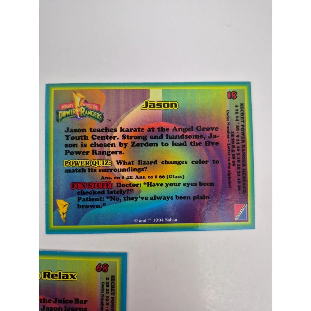 1994 Mighty Morphin Power Rangers Trading Cards Jason Red Ranger  Collect-A-Card